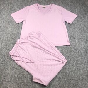 Honeydew Pajama Set Womens Large Purple Textured Knit V Neck Lounge Sleepwear